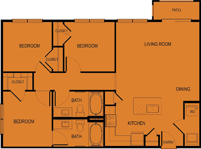 C1-Live Oak - Three Bedroom / Two Bath - 1,085 Sq. Ft.*